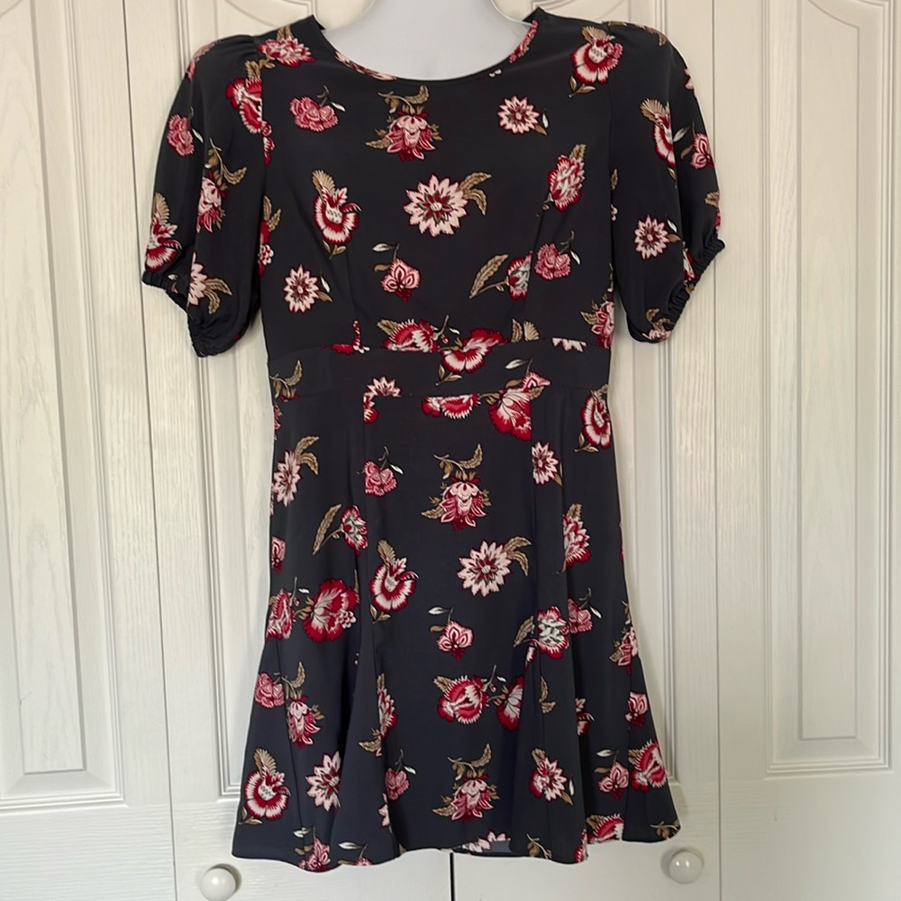 Loft Gray Floral Dress